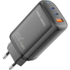 Ven Rýchlonabíjačka Ven-Dens GaN Pro 65W s 2x USB-C a USB - Čierna KP34295