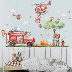 IZMAEL Samolepka na stenu/Tapeta Animals Firemen KP34612