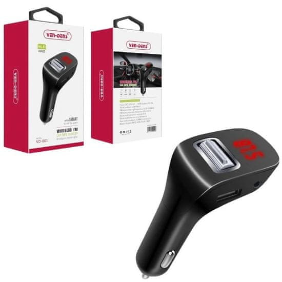 Ven Car Charger Bluetooth FM Player s USB a Aux Portom – Čierna KP34301