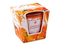 Vonná sviečka v skle 120 g - (Orange&amp;Grapefruit) oranžová (12 ks)