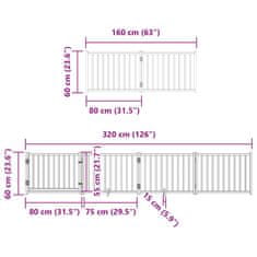 Vidaxl Brána pre psa s dverami sklad. 6pan. hnedá 480cm topoľové drevo