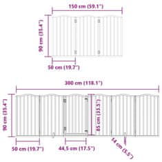 Petromila vidaXL Brána pre psa s dverami sklad. 9pan. biela 450cm topoľové drevo