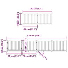 Petromila vidaXL Brána pre psa dvere sklad. 6-panel. čierna 480cm topoľové drevo