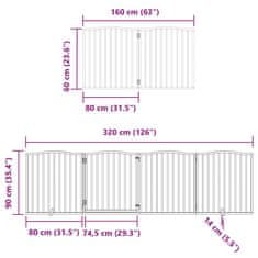 Vidaxl Brána pre psa s dverami sklad. 10 panelov 800 cm topoľové drevo