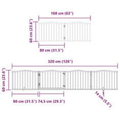 Vidaxl Brána pre psa s dvere sklad. 12pan. čierna 960cm topoľové drevo