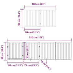 Vidaxl Brána pre psa dvere sklad. 10panel. čierna 800cm topoľové drevo