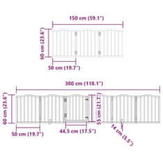 Vidaxl Brána pre psa s dverami sklad. 15pan.biela 750cm topoľové drevo