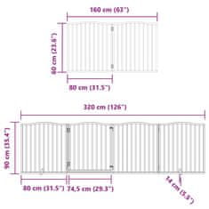 Vidaxl Brána pre psa s dvere sklad. 12pan. hnedá 960 cm topoľové drevo