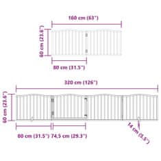 Vidaxl Brána pre psa s dverami sklad. 8 panelov 640 cm topoľové drevo