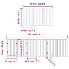 Vidaxl Brána pre psa s dvere sklad. 12pan. čierna 600cm topoľové drevo