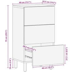 Petromila vidaXL Komoda 40x33,5x75 cm, surový mangový masív