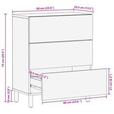 Vidaxl Komoda 60x33,5x75 cm, surový mangový masív