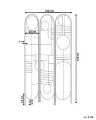 Beliani 3-dielny skladací kovový paraván 100 x 170 cm zlatý TURANIA