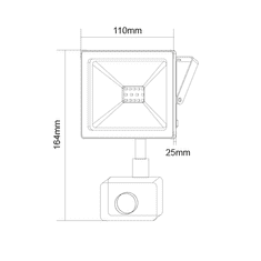 ACA Lightning LED vonkajšie reflektor Q 10W/230V/3000K/800Lm/110°/IP66, pohybový senzor, biely