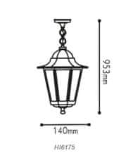 ACA Lightning Vonkajší závesný lampáš HI6175B max. 60W/E27/IP45, čierna