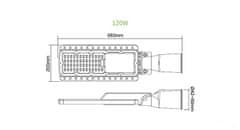 ACA Lightning LED pouličné osvetlenie BISE 120W/230V/4000K/15600Lm/150°x70°/IP66/šedé