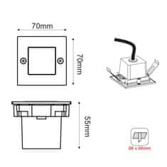 ACA Lightning LED zápustné nástenné svietidlo PAS 2W/230V/3000K/90Lm/120°/IP54/IK08, matný nikel