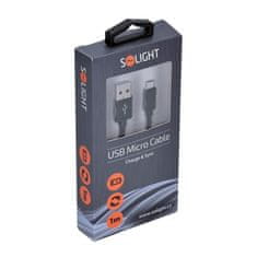 Solight USB kábel, USB 2.0 A konektor - USB B micro konektor, blister, 1m