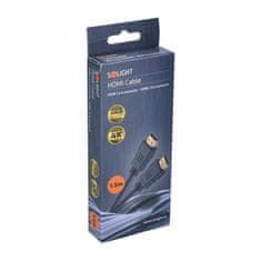 Solight HDMI kábel s Ethernetom, HDMI 1.4 A konektor - HDMI 1.4 A konektor, blister, 1,5m