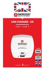 Skross USB nabíjací adaptér Type-C Euro, 5400mA, 2x USB výstup Typ-A + Typ-C