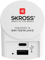 Skross USB nabíjací adaptér Type-C Euro, 5400mA, 2x USB výstup Typ-A + Typ-C