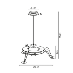 ACA Detské závesné stropné svietidlo UFO max. LED 13W/E27/230V/IP20