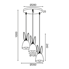 ACA Detské závesné svietidlo BUNNY - Zajačik max. 3x 40W/E27/230V/IP20, ružové