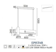 ACA Závesné svietidlo LINEA max. 1x35W/GU10 + LED 12W/230V/3000K/960Lm/IP20, čierny mramor