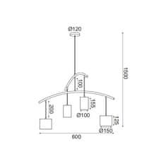 ACA Závesné svietidlo ESCALA max. 4x40W/E27/230V/IP20, čierne