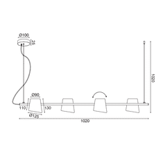 ACA Závesné stropné svietidlo AYRAN max. 4x60W/E14/230V/IP20, farba chrómu