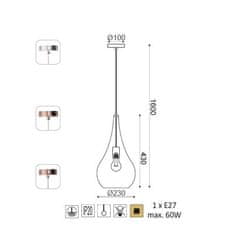 ACA Závesné stropné svietidlo PLEIADES max. 60W/E27/230V/IP20, farba mosadze