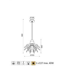 ACA Závesné stropné svietidlo ALPS max. 40W/E27/230V/IP20, farba biela