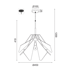 ACA Závesné stropné svietidlo ORIGAMI max. 60W/E27/230V/IP20, čierne