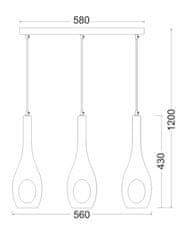 ACA Závesné svietidlo CAVE max. 3x60W/E14/230V/IP20, farba chrómu