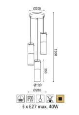 ACA Závesné svietidlo DEJAVU max. 3x40W/E27/230V/IP20, farba chrómu