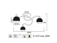 ACA Stropné svietidlo ALIEN max. 3x60W/E27/230V/IP20, farba chrómu