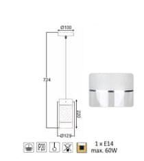 ACA Závesné svietidlo MANE max. 60W/E14/230V/IP20, farba chrómu