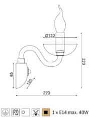 ACA Krištáľové nástenné svietidlo LUNARIA max. 40W/E14/230V/IP20