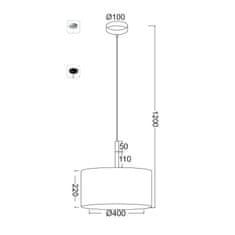 ACA Závesné svietidlo YASMINE max. 60W/E27/230V/IP20, čierne, priemer 400mm