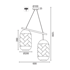 ACA Závesné svietidlo COCONUT max. 2x40W/E27/230V/IP20, svetlé drevo