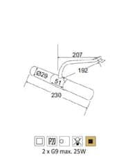 ACA Nástenné svietidlo SUEVA max. 2x25W/230V/G9/IP20