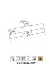 ACA Nástenné svietidlo SUEVA max. 2x25W/230V/G9/IP20