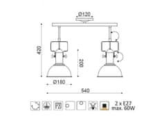 ACA Retro stropné svietidlo RIVIERA max. 2x60W/E27/230V/IP20, hnedé