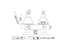 ACA Retro nástenné svietidlo THALASSA max. 2x60W/E27/230V/IP20