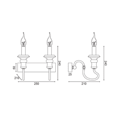 ACA Nástenné svietidlo TOULOUSE max. 2x60W/E14/230V/IP20