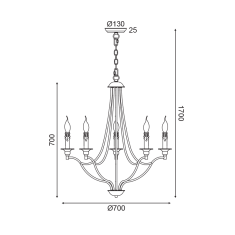 ACA Závesný luster LYON max. 5x60W/E14/230V/IP20