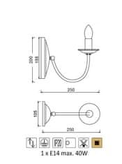 ACA Nástenné svietidlo ACCRA max. 40W/E14/230V/IP20