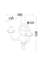 ACA Nástenné svietidlo PALMYRA max. 2x60W/E14/230V/IP20