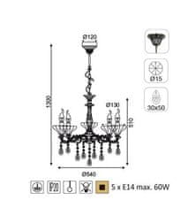 ACA Závesné svietidlo SARTO max. 5x60W/E14/230V/IP20