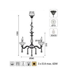 ACA Závesné svietidlo SARTO max. 3x60W/E14/230V/IP20